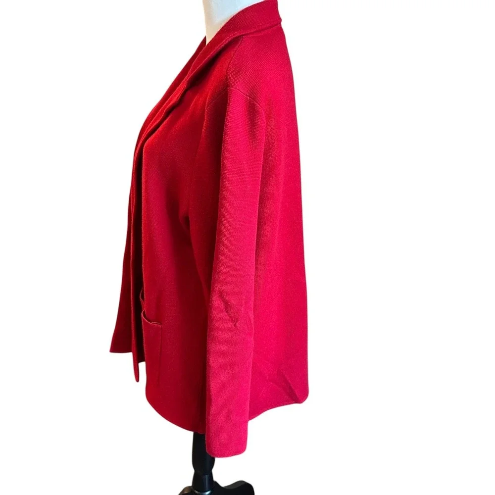 Talbots Petite Blazer Women's XLP Red Textured Knit‎ Blazer Cardigan Jacket